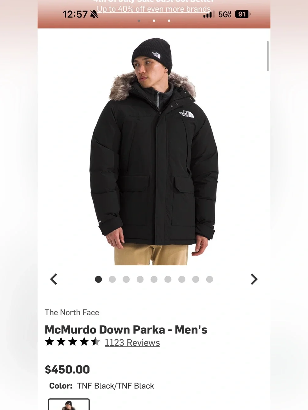 The north face men’s mccurdo down parka with fur hood removable medium